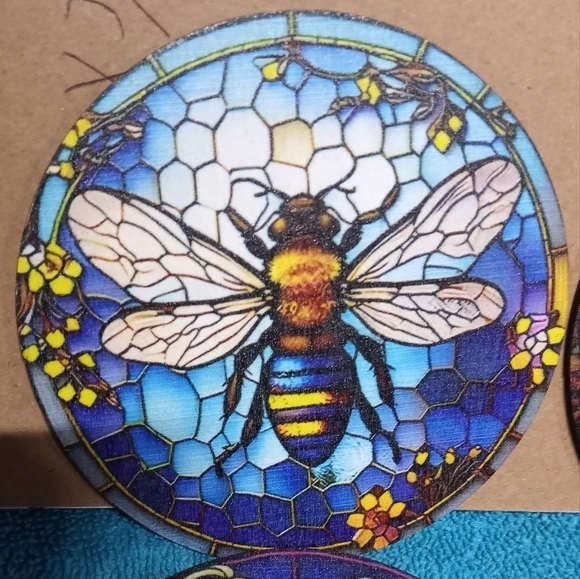 Colorful Bee Art Coasters Set Of 6 - Picture 8 of 8